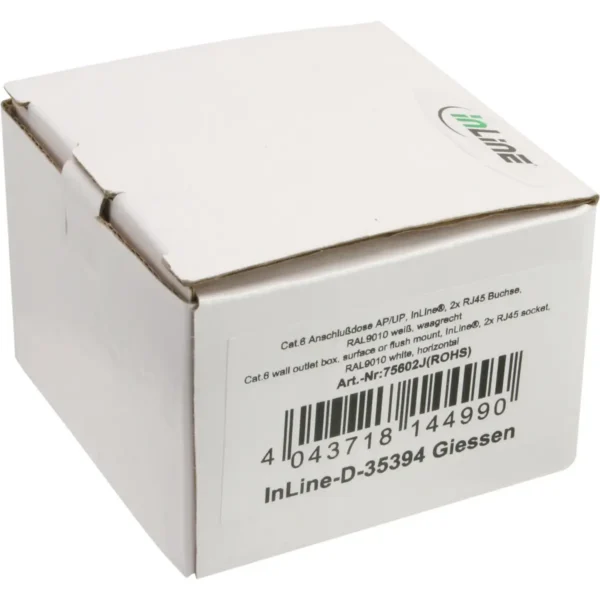 InLine Cat.6 Wall Outlet Box surface or flush mount 2x RJ45 horizontal