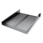 StarTech.com 2U Server Rack Shelf – Universal Vented Rack Mount Cantilever Tray for 19″ Network Equipment Rack & Cabinet – Heavy Duty Steel - Weight Capacity 50lb/23kg – 22″ Deep Shelf, Black
