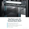 StarTech.com 2U Server Rack Shelf – Universal Vented Rack Mount Cantilever Tray for 19″ Network Equipment Rack & Cabinet – Heavy Duty Steel - Weight Capacity 50lb/23kg – 22″ Deep Shelf, Black