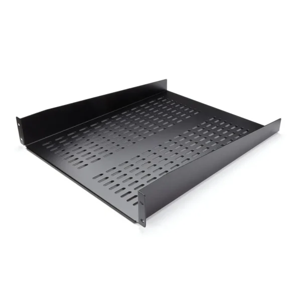 StarTech.com 2U Server Rack Shelf – Universal Vented Rack Mount Cantilever Tray for 19″ Network Equipment Rack & Cabinet – Heavy Duty Steel - Weight Capacity 50lb/23kg – 22″ Deep Shelf, Black