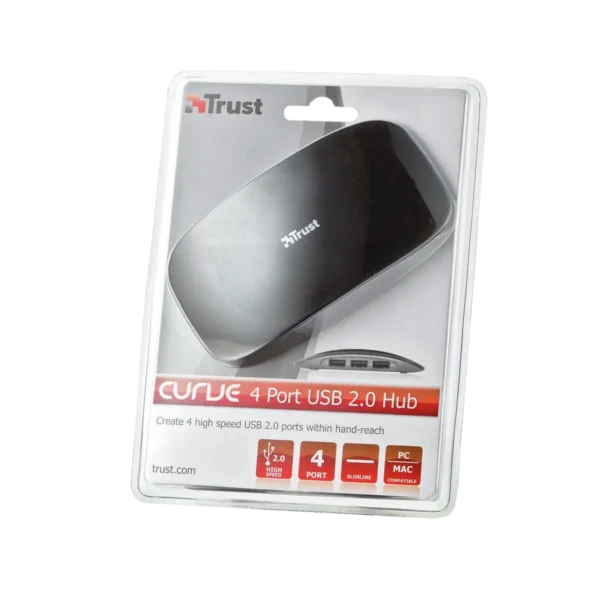Trust Curve 4 Port USB 2.0 Hub 480 Mbit/s Black, Grey