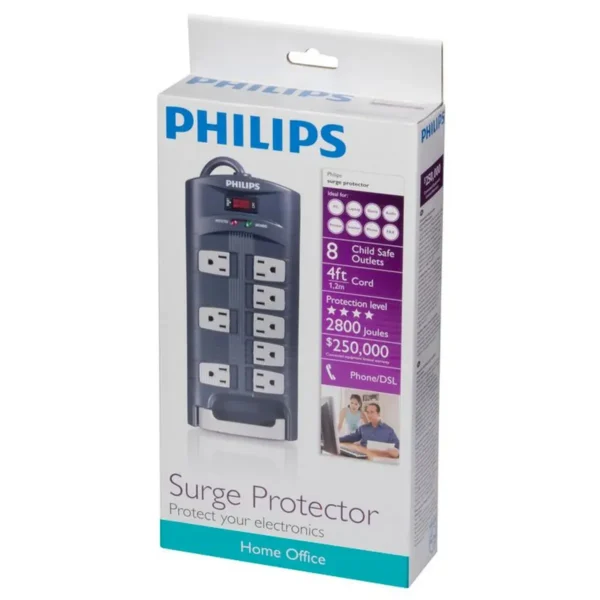 Philips SPP4081B/17 surge protector Black, Grey 8 AC outlet(s) 1.2 m