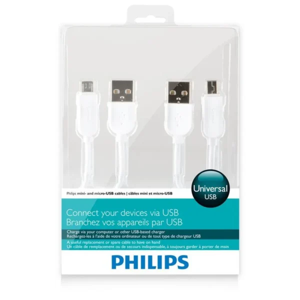 Philips Mini- and micro-USB to USB cables DLC2416/10