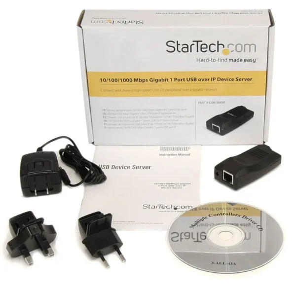 StarTech.com 10/100/1000 Mbps Gigabit 1 Port USB over IP Device Server – Windows 7 / XP / Vista ONLY