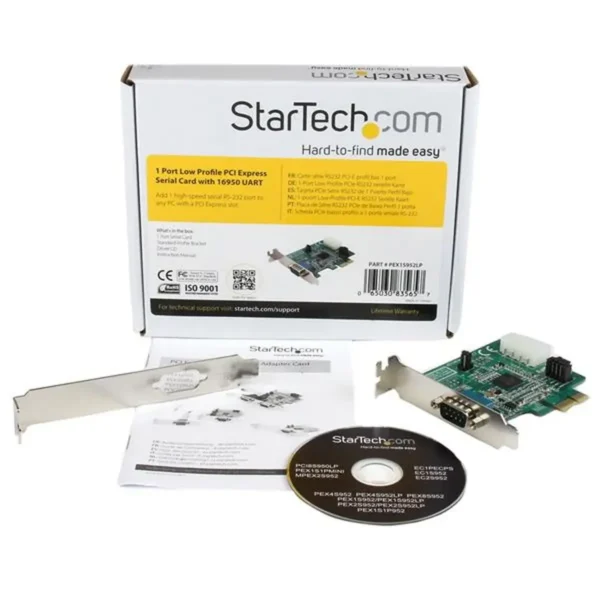 StarTech.com Discontinued and replaced by PEX1S953LP – 1 Port Low Profile Native PCI Express RS232 Serial Card with 16950 UART – PCIe Serial Card – 1 Port LP RS232 Card