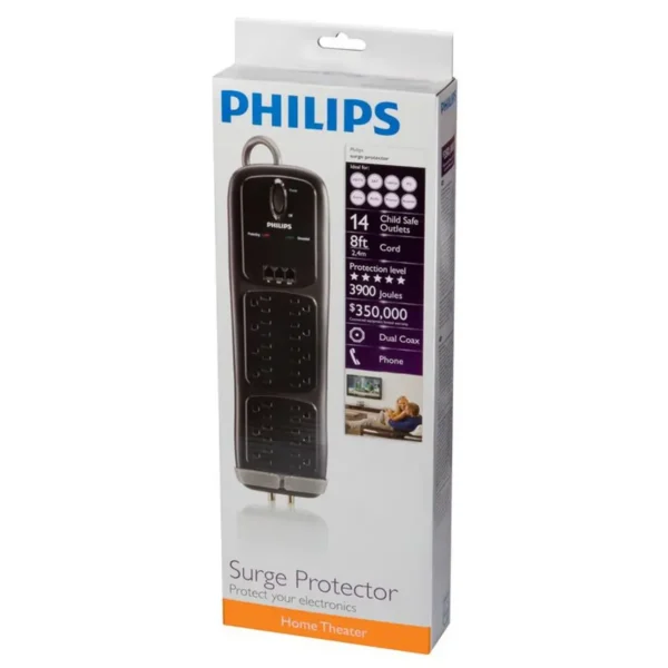 Philips SPP5145A/17 surge protector Black 14 AC outlet(s) 2.4 m