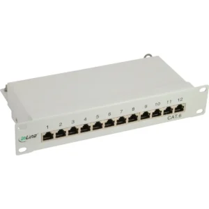 InLine Patch Panel 10″ Cat.6 12 Port 1U lightgrey RAL7035