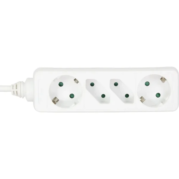 InLine Socket strip, 4-way, 2x CEE7/3 + 2x Euro CEE 7/16, white, 3m