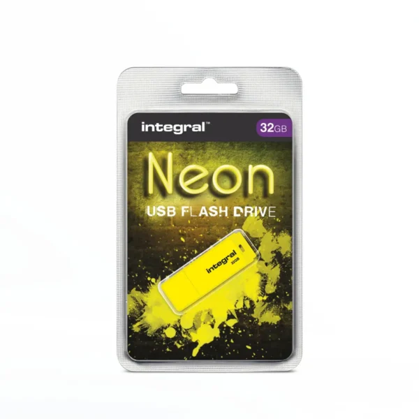 Integral 32GB USB2.0 DRIVE NEON YELLOW