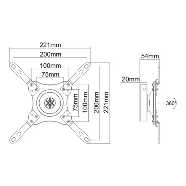 Multibrackets M VESA Wallmount 360 Black