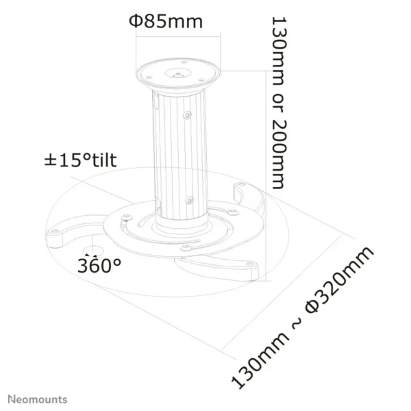 Neomounts BEAMER-C80 Beamer ceiling mount – h 13-20 cm – full motion