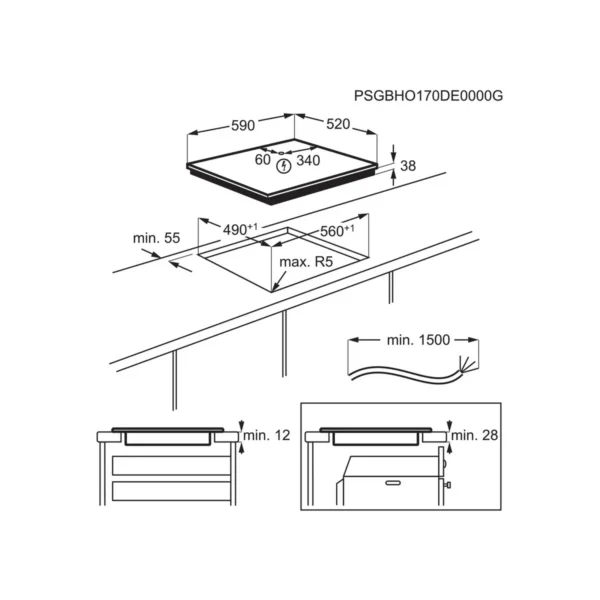 Electrolux EHF6547FOK Black Built-in 60 cm Ceramic 4 zone(s)