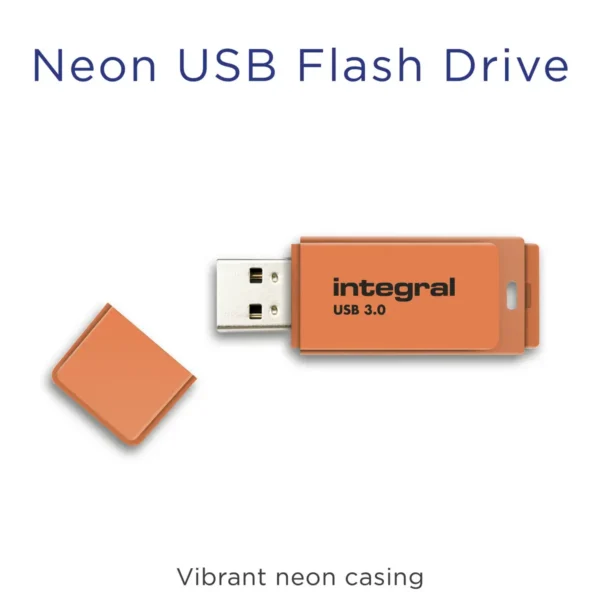 Integral 64GB USB3.0 DRIVE NEON ORNG UP TO R-100 W-30 MBS