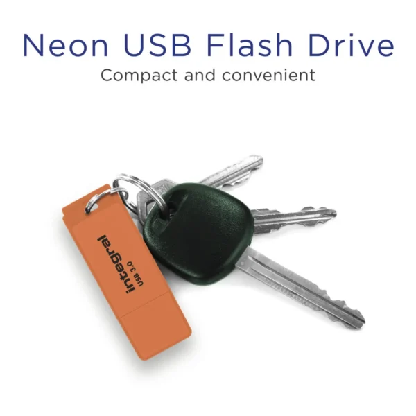 Integral 64GB USB3.0 DRIVE NEON ORNG UP TO R-100 W-30 MBS
