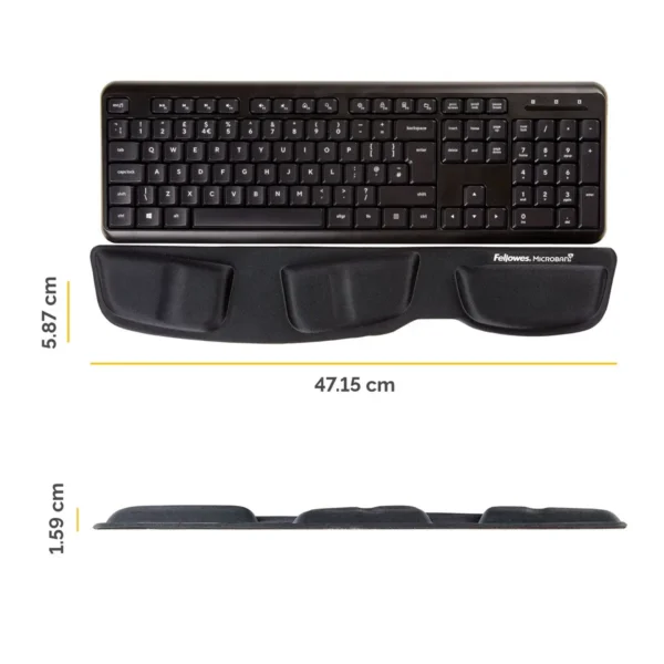 Fellowes Keyboard Wrist Rest – Health-V Wrist Rest with Antibacterial Protection – Ergonomic Wrist Support for Computer, Laptop, Home Office Use – Black