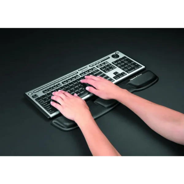 Fellowes Keyboard Wrist Rest – Health-V Wrist Rest with Antibacterial Protection – Ergonomic Wrist Support for Computer, Laptop, Home Office Use – Black