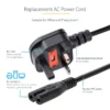StarTech.com 6ft (2m) UK Laptop Power Cable, BS 1363 to C7, 2.5A 250V, 18AWG, Black, UK Laptop Replacement Cord, Printer Power Cable, AC Laptop Charger Cord, Laptop Power Brick Cord