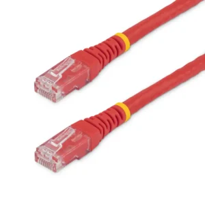 StarTech.com 3ft CAT6 Ethernet Cable – Red CAT 6 Gigabit Ethernet Wire -650MHz 100W PoE RJ45 UTP Molded Network/Patch Cord w/Strain Relief/Fluke Tested/Wiring is UL Certified/TIA