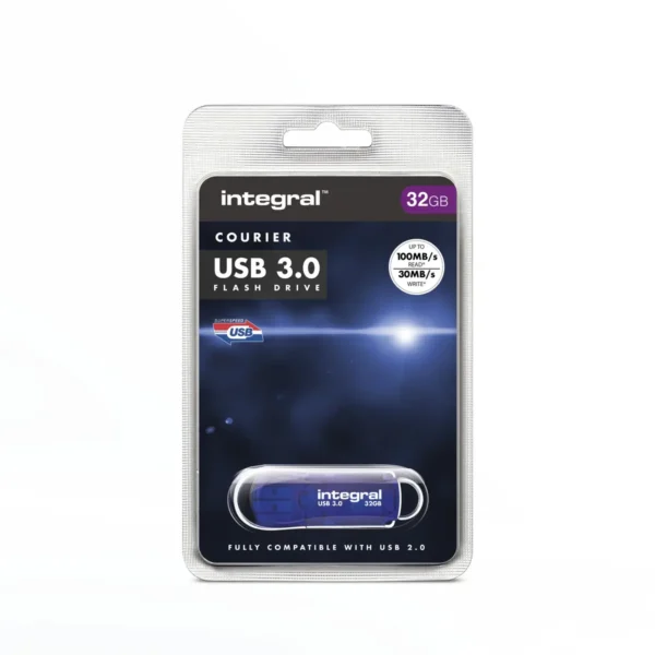 Integral 32GB USB3.0 DRIVE COURIER BLUE UP TO R-100 W-30 MBS