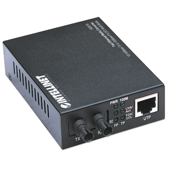 Intellinet Fast Ethernet Media Converter, 10/100Base-Tx to 100Base-Fx (ST) Multi-Mode, 2 km (1.24 mi)