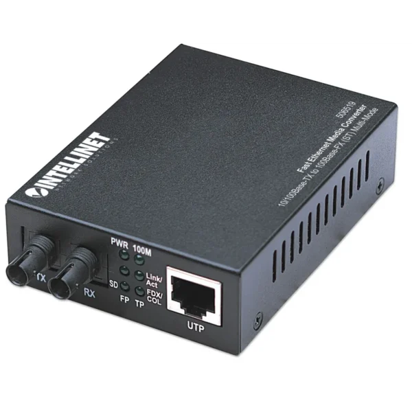 Intellinet Fast Ethernet Media Converter, 10/100Base-Tx to 100Base-Fx (ST) Multi-Mode, 2 km (1.24 mi)