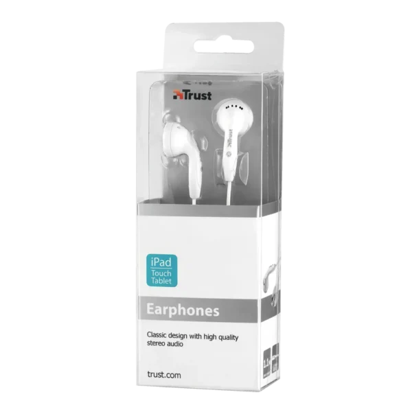 Trust Earphones for tablets – White Headphones Wired In-ear Music