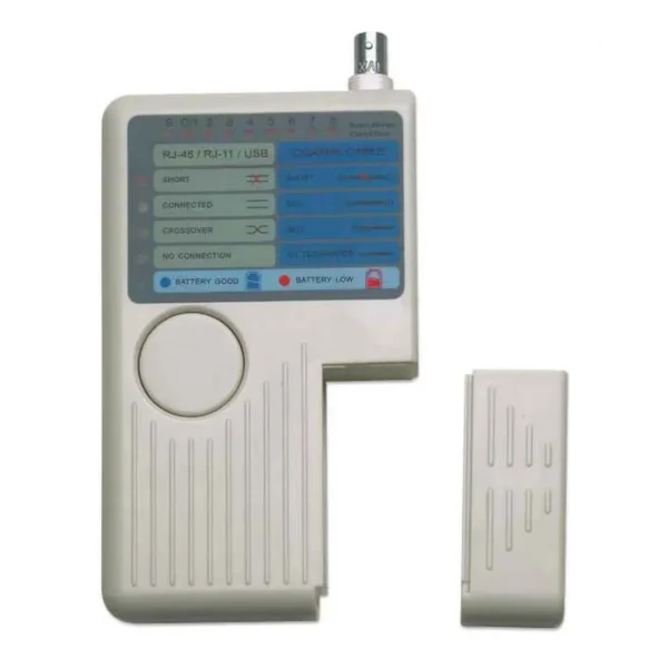 Intellinet 4-in-1 Cable Tester, RJ-11, RJ-45, USB and BNC, One Button Test