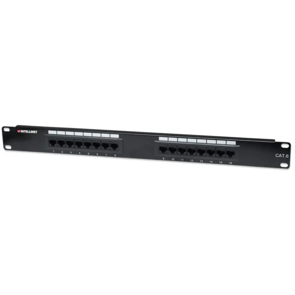 Intellinet Patch Panel, Cat6, UTP, 16-Port, 1U, Black
