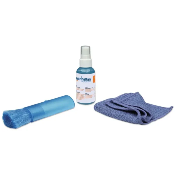 Manhattan LCD Cleaning Kit (mini), Alcohol-free, Includes Cleaning Solution (60ml), Brush and Microfibre Cloth, Ideal for use on monitors/laptops/keyboards/etc, Three Year Warranty