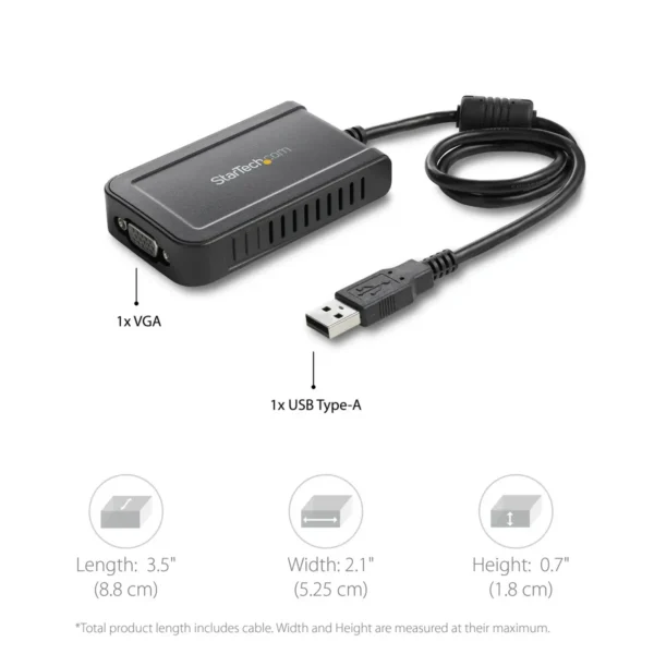 StarTech.com USB 2.0 to VGA Adapter, USB to VGA Monitor Converter for Windows, 1080p (no support for macOS/ChromeOS/Linux) – TAA