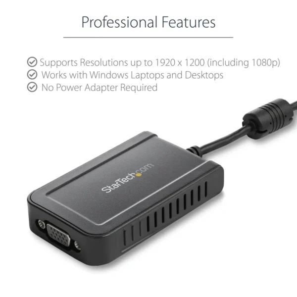 StarTech.com USB 2.0 to VGA Adapter, USB to VGA Monitor Converter for Windows, 1080p (no support for macOS/ChromeOS/Linux) – TAA