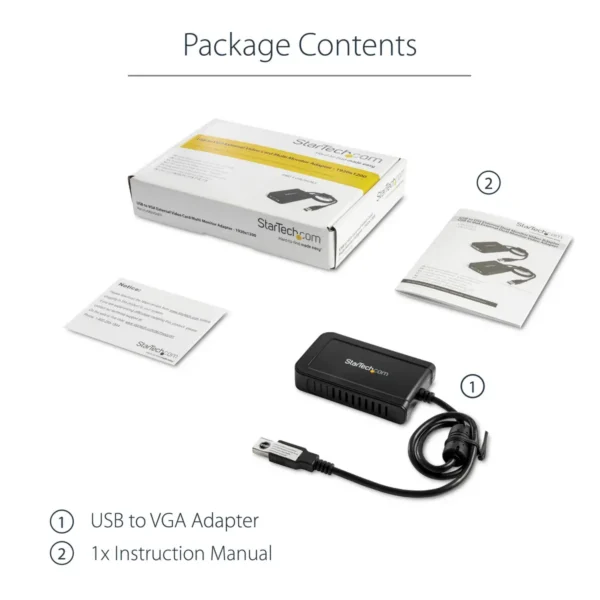 StarTech.com USB 2.0 to VGA Adapter, USB to VGA Monitor Converter for Windows, 1080p (no support for macOS/ChromeOS/Linux) – TAA