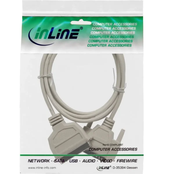 InLine Printer Cable Bi-Directional 25 Pin D-Sub to 36 Pin Centronics 5m