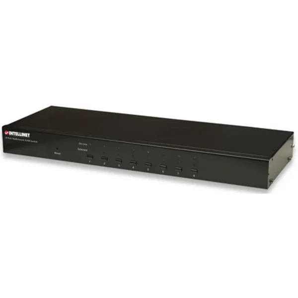 Intellinet 8-Port Rackmount KVM Switch, Combo USB + PS/2, On-Screen Display, Cables included (Euro 2-pin plug)