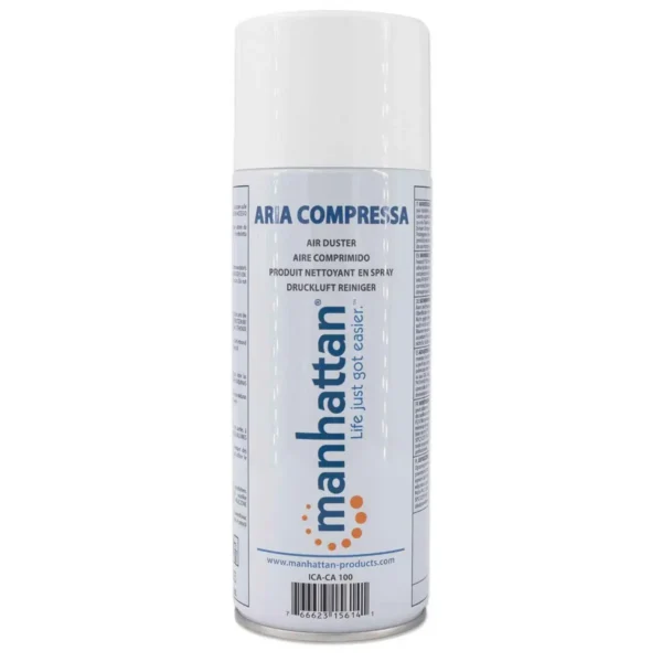 Manhattan Air Duster, 400ml Can, Extension Tube 15cm, Gently Remove Dust and Debris from sensitive electronics such as keyboards/laptops, contains no CFC, FCKW or CKW, Three Year Warranty