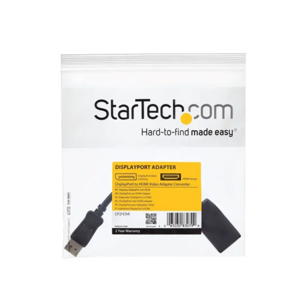 StarTech.com DisplayPort to HDMI Adapter – DP to HDMI Adapter/Video Converter – 1080p – VESA Certified – DP to HDMI Monitor/Display/Projector Adapter Dongle – Passive – Latching DP Connector