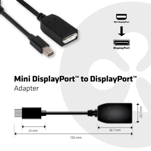 CLUB3D Mini DisplayPort to DisplayPort 1.2 Adapter Cable