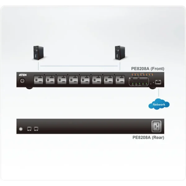 ATEN 1U 16A 8 Outlet Switched + Metered PDU + Free Eco PDU Manager Software