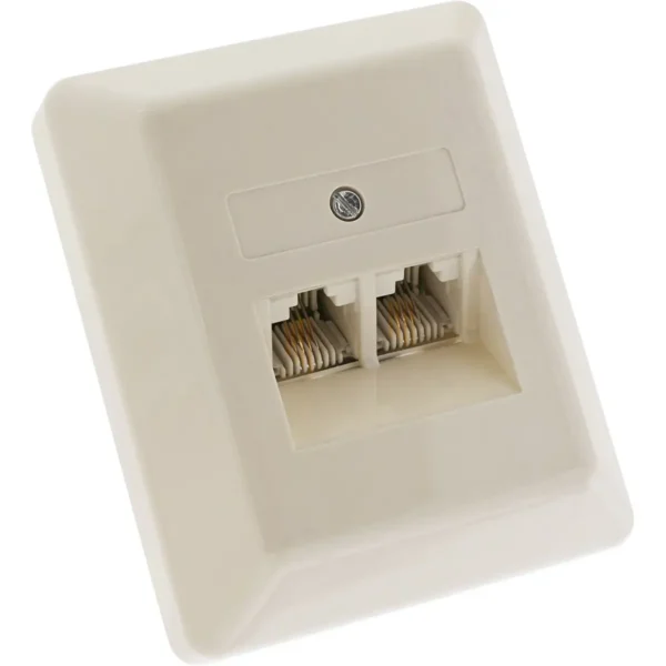 InLine ISDN Wall Plate 2x RJ45 female surface mount 4 Pin without resistor