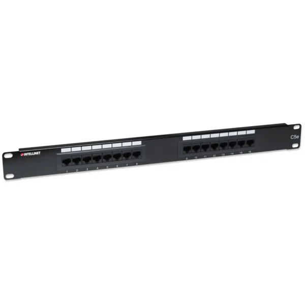 Intellinet Patch Panel, Cat5e, UTP, 16-Port, 1U, Black