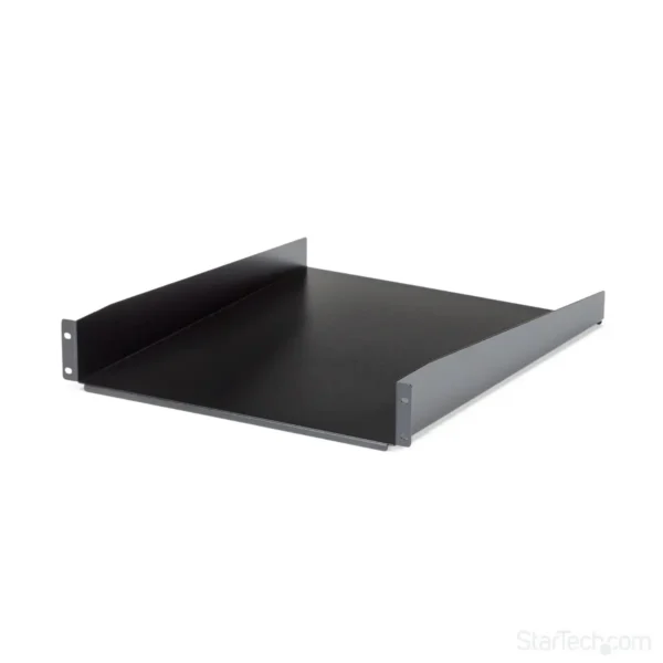 StarTech.com 2U Server Rack Shelf – Universal Rack Mount Cantilever Shelf for 19″ Network Equipment Rack & Cabinet – Heavy Duty Steel - Weight Capacity 50lb/23kg – 22″ Deep Tray, Black