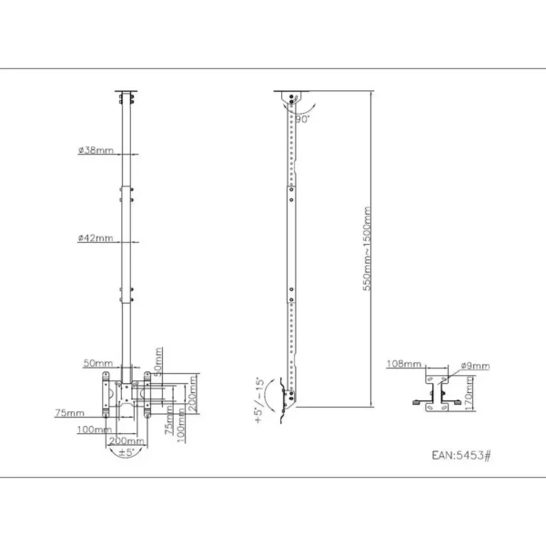 Multibrackets M Public Ceilingmount Small Single Black 1500