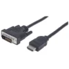 Manhattan HDMI to DVI-D 24+1 Cable, 1.8m, Male to Male, Black, Dual Link, Compatible with DVD-D, Lifetime Warranty, Equivalent to HDMIDVIMM6