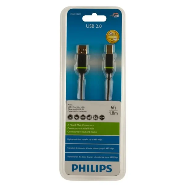 Philips SWU2112S/27 USB cable USB 2.0 1.83 m USB A USB B Black