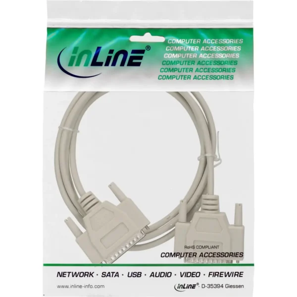 InLine serial cable molded DB25 male / male direct grey 2m