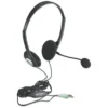 Manhattan Stereo On-Ear Headset (3.5mm), Microphone Boom, In-Line Volume Control, Foam Earpads, Standard 2x 3.5mm stereo jack/plug for audio/mic use, cable 2m, Black, Three Year Warranty