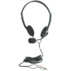 Manhattan Stereo On-Ear Headset (3.5mm), Microphone Boom, In-Line Volume Control, Foam Earpads, Standard 2x 3.5mm stereo jack/plug for audio/mic use, cable 2m, Black, Three Year Warranty
