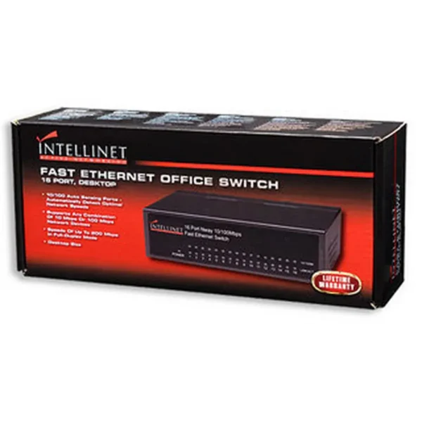 Intellinet 16-Port Fast Ethernet Office Switch Unmanaged Black