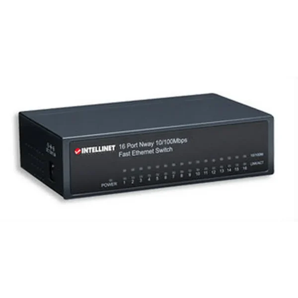 Intellinet 16-Port Fast Ethernet Office Switch Unmanaged Black