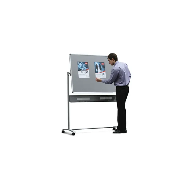 Nobo Mobile Combination Board Magnetic Steel Whiteboard/Grey Felt Noticeboard Horizontal Pivot 1200x900mm